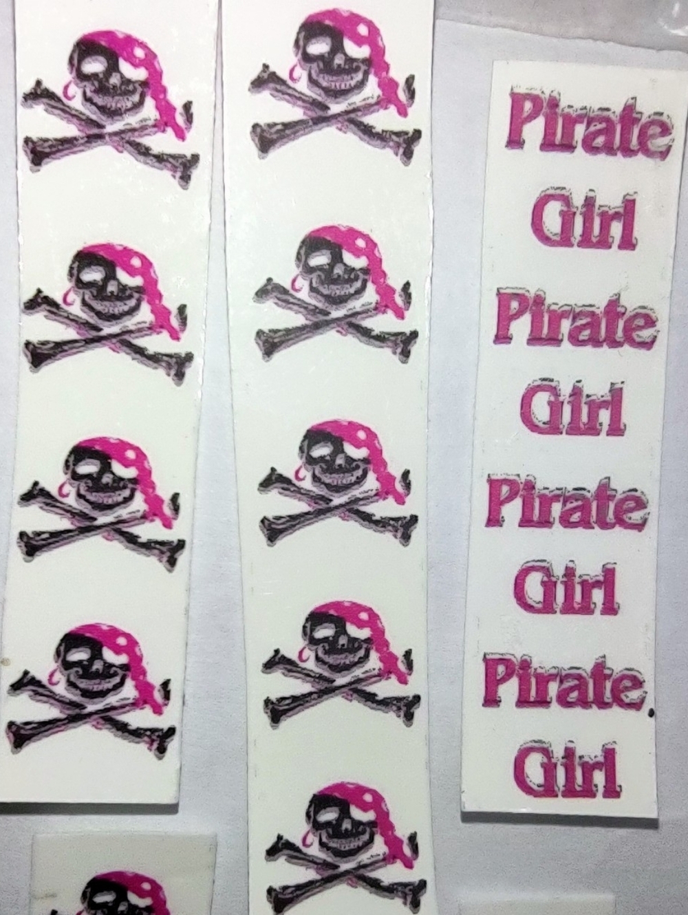 Pirate Girl Decals Heart Skull & Bones Nail Art Stickers